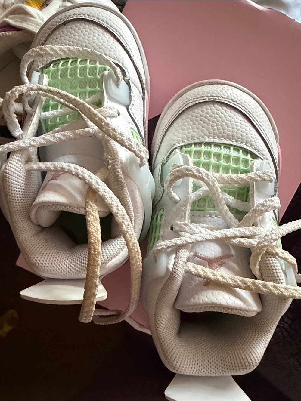 Jordan Kids White Sneakers with Mint Green Accents